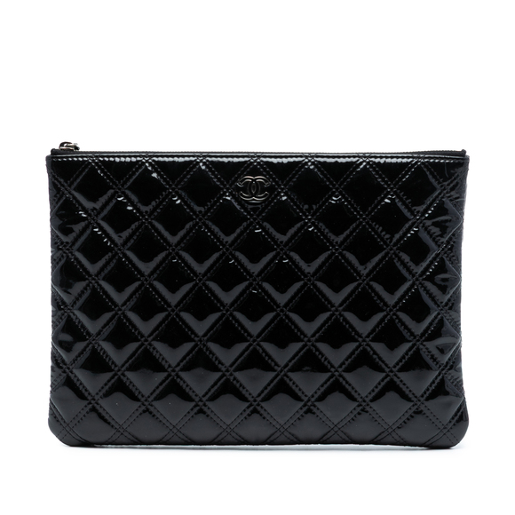 Pre-Loved Chanel Medium Quilted Patent Double Stitch O Case Clutch